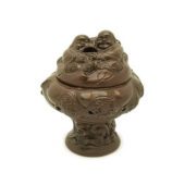 Zisha Clay Children Hugging Money Frog Incense Burner1