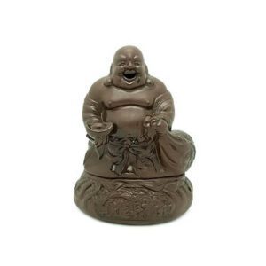 Zisha Clay Good Fortune Laughing Buddha Incense Burner1