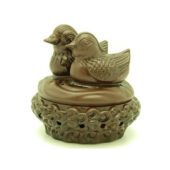 Zisha Clay Mandarin Ducks Incense Burner1