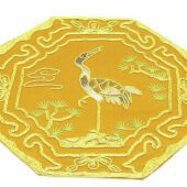 10Crt Gold Thread Silk Embroidered Crane For Longevity Mat1