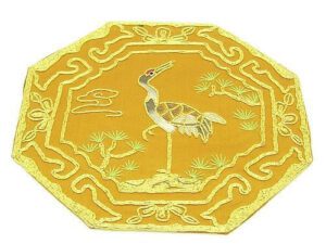 10Crt Gold Thread Silk Embroidered Crane For Longevity Mat1