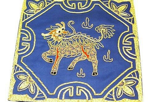 10Crt Gold Thread Silk Embroidered Kei Loon Blue Mat1