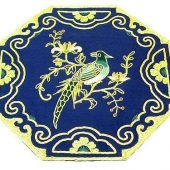 10Crt Gold Thread Silk Embroidered Magpie With Chrysanthemum1