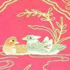 10Crt Gold Thread Silk Embroidered Mandarin Ducks Mat (Maroon)2