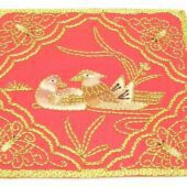 10Crt Gold Thread Silk Embroidered Mandarin Ducks Mat1