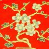 10Crt Gold Thread Silk Embroidered Peach Blossom Mat (Red)2