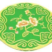 10Crt Gold Thread Silk Embroidered Peach Blossom Round Mat1