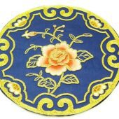 10Crt Gold Thread Silk Embroidered Rose Round Mat