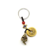 Brass Three Legged Toad with 5 Coins Keychain