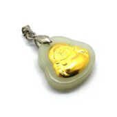 999 Pure Gold Laughing Buddha Hetian Jade Pendant 和田玉1