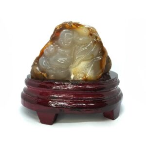 Agate Chalcedony Crystal Carved Laughing Buddha Sculpture (D) 玉髓1