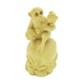 Auspicious Monkey Sitting On Peach And Holding Ruyi1