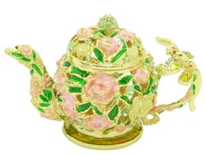 Bejeweled Wish-Fulfilling Rose Teapot With Dragonfly1