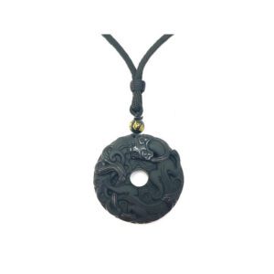 Black Obsidian Piyao Ping An Kou Coin Pendant1