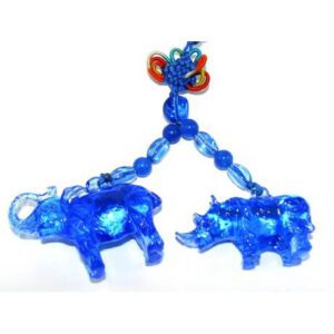 Blue Liuli Elephant and Rhino Protection Amulet1