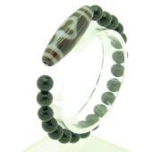 Bodhi Tibetan Dzi With 8Mm Obsidian Bracelet1