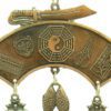 Bronze Double Bagua Fish Amulet w Bells & Protection Symbols3