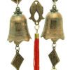 Bronze Double Bagua Fish Amulet w Bells & Protection Symbols4