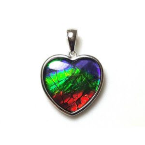Canadian Ammolite Heart Shape Pendant with 925 Silver Frame1