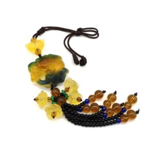 Colorful Liu Li Piyao with Lotuses Beaded Tassel1