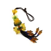 Colorful Liuli Kuan Yin with Lotuses Beaded Tassel1