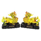 Colorful Liuli Pair of Pi Yao with Woodbase1