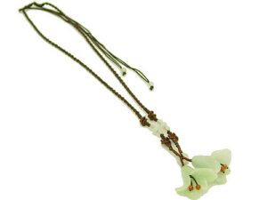 Double Tulips Jade Pendant With Necklace1