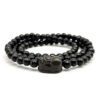 Faceted Black Obsidian with Pi Yao 3-Round Bracelet (6mm) 切面黑曜石貔貅2