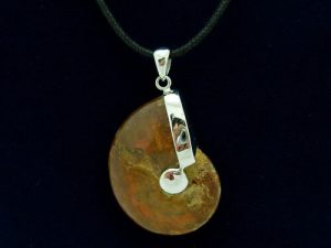 Fiery Polished Ammonite Fossil With Sterling Silver Pendant Holder1