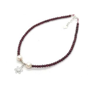 Garnet with Pearls Anklet 石榴石1