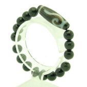 Golden Hook Dzi With 10Mm Rainbow Obsidian Bracelet