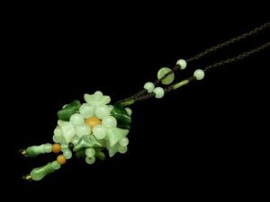 Jade Ingot Flower Pendant Necklace1