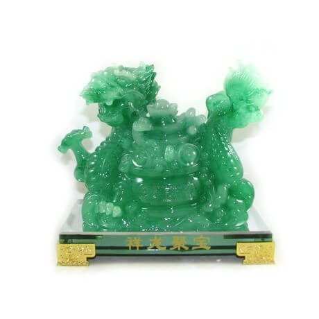 Jadeite Feng Shui Dragon with Wealth Pot for Wealth Luck - Buy-FengShui.com