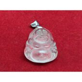 Laughing Buddha Crystal Pendant Necklace (Clear Quartz)