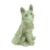 Lucky Pewter Dog With Sparkling Green Eyes1