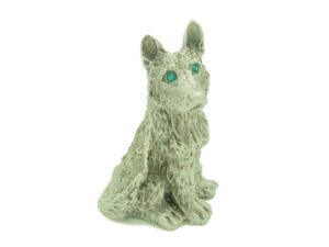 Lucky Pewter Dog With Sparkling Green Eyes1