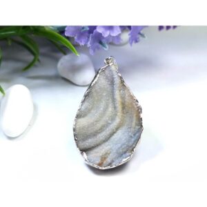 Natural Agate Geode Crystal Pendant