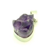 Natural Amethyst Cluster Pendant With 925 Silver Chain