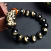 Natural Black-Gold Obsidian Fengshui Pixiu Prosperity Bracelet1