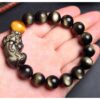 Natural Black-Gold Obsidian Fengshui Pixiu Prosperity Bracelet2