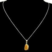 Natural Citrine Cluster Pendant With 925 Silver Chain