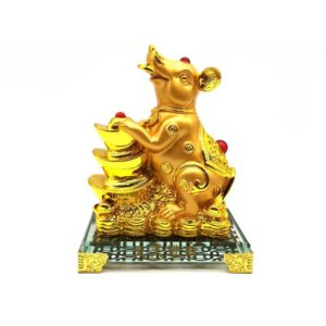 Prosperity Golden Rat with Stack of Gold Ingots - CNY Décor 20201