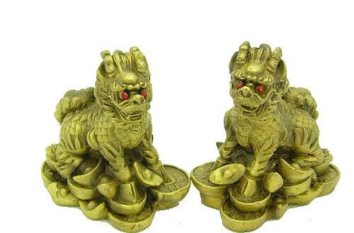 Red Eyed Chi Lins Sitting on Treasuress (1 Pair)1
