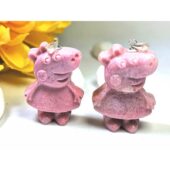 Rhodonite Peppa Pig Crystal Pendant