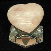 Rose Quartz Puffy Heart Love Charm With Base (L)1