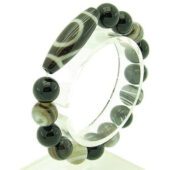 Single Eyed Dzi With 12Mm Round Agate Bracelet1