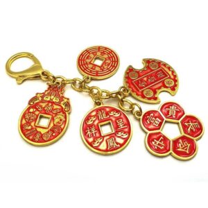 Success and Wealth 5 Amulet Coins Keychain1