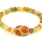 Tortoise Shell Dzi Bead w Fuk Luk Sau Rutilated Bracelet1