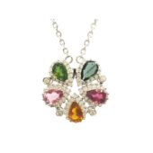 Tourmaline Flower 925 Silver Jewel Pendant (Top Grade)1