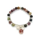 Tourmaline with Lotus Silver Bracelet 电气石碧玺1